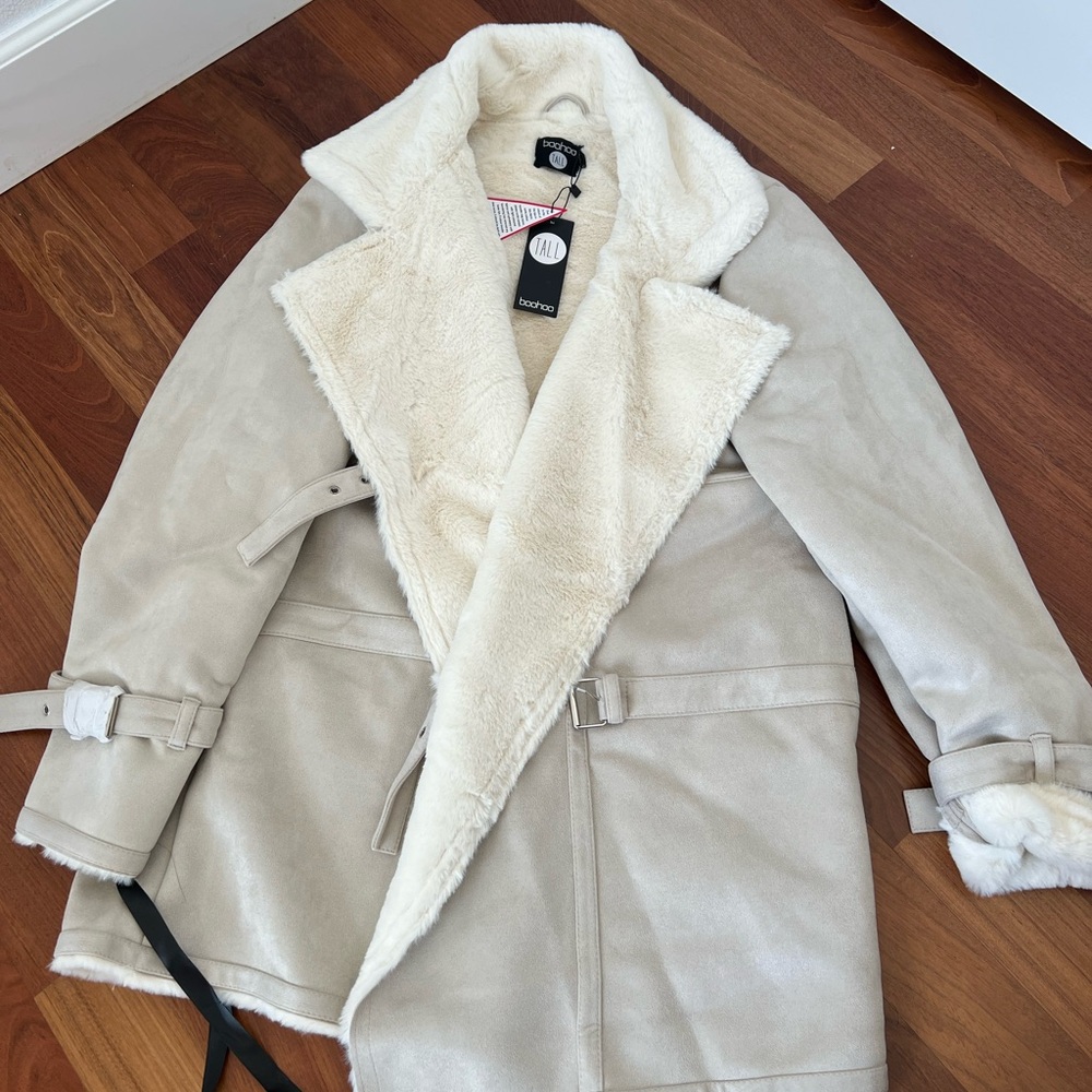 Beige Faux Shearling Women's Coat